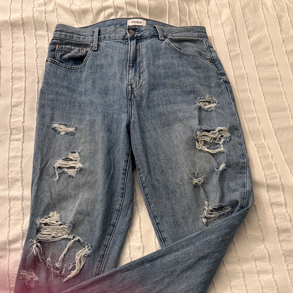 Pistola Light Blue Distressed Boyfriend Jeans